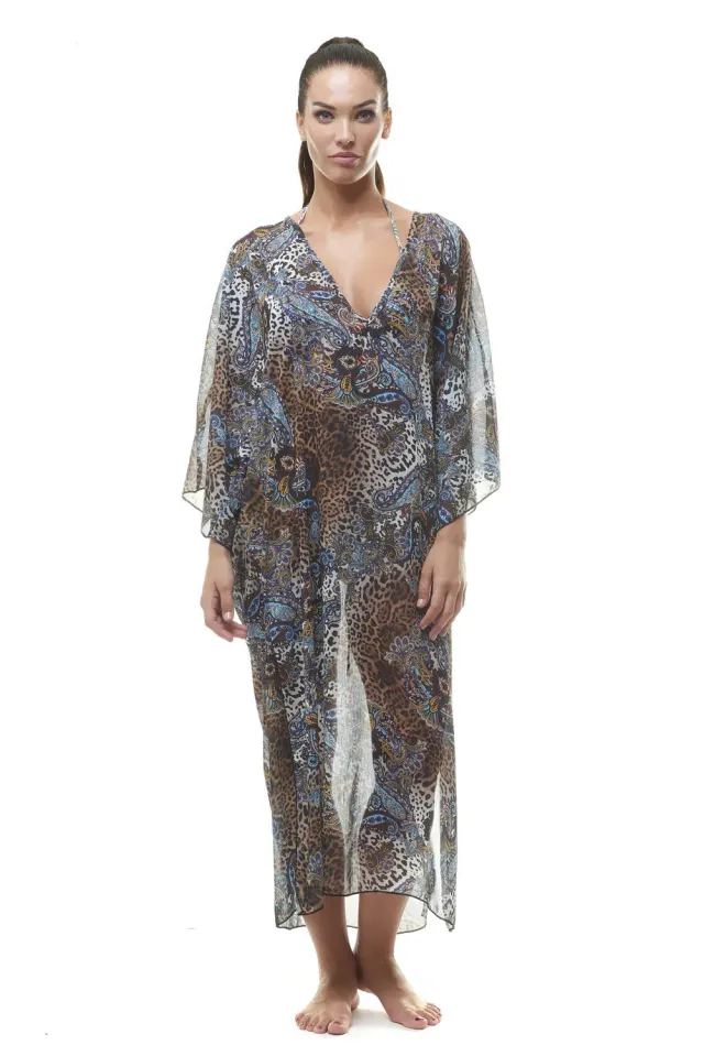 ACQUADICOCCO Animalier kimono z krepoviny s pouzdrem