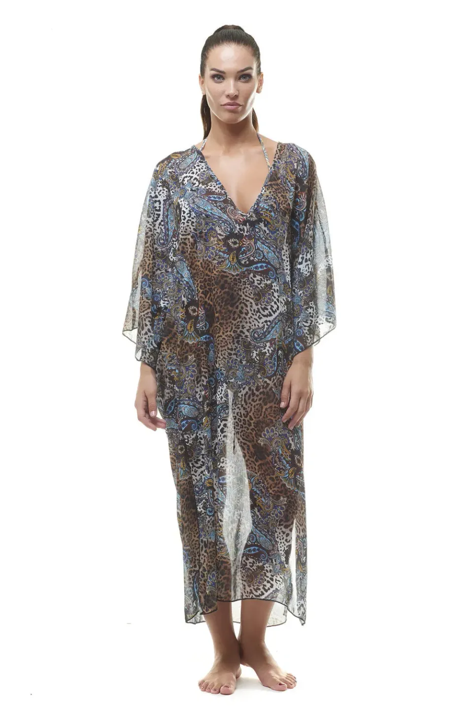 ACQUADICOCCO Animalier kimono z krepoviny s pouzdrem