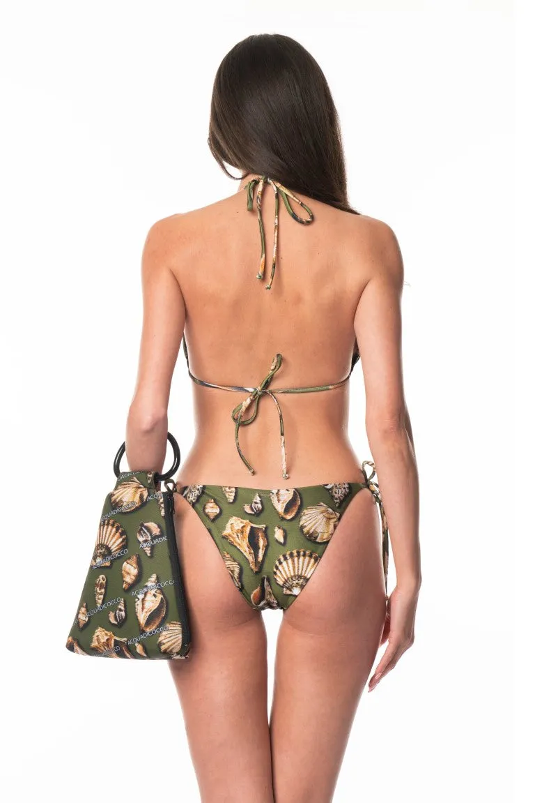 ACQUADICOCCO Marina Green trojúhelníkové bikiny se zlatým kroužkem