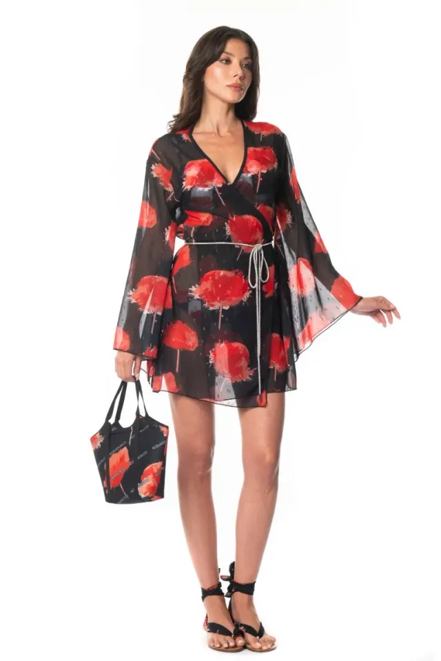 ACQUADICOCCO Black White Flowers kimono