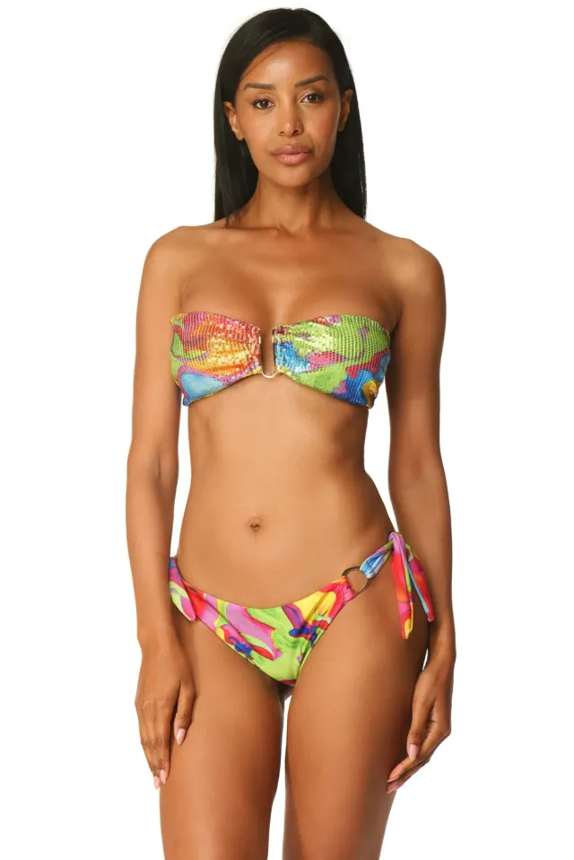 ACQUADICOCCO Face Multicolor bikiny bandeau s flitry
