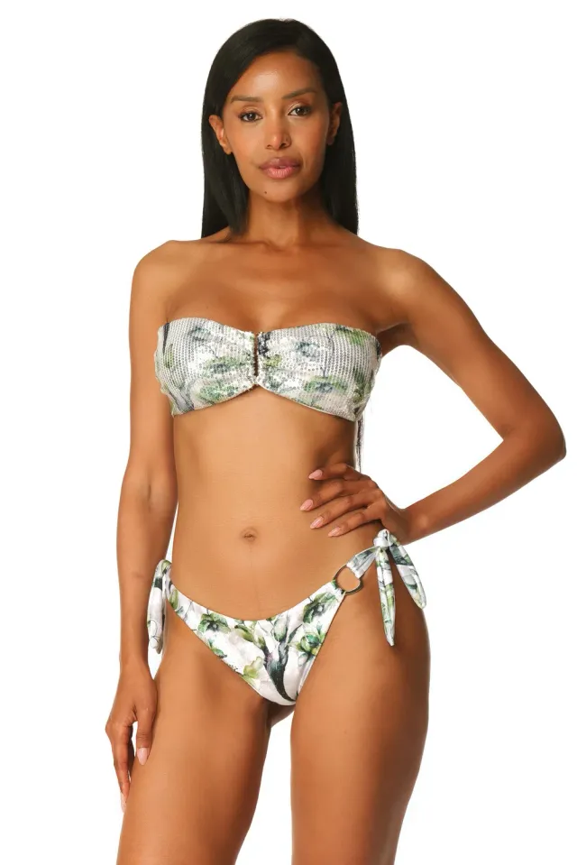 ACQUADICOCCO White Garden Fascia Paillettes bikiny s flitry