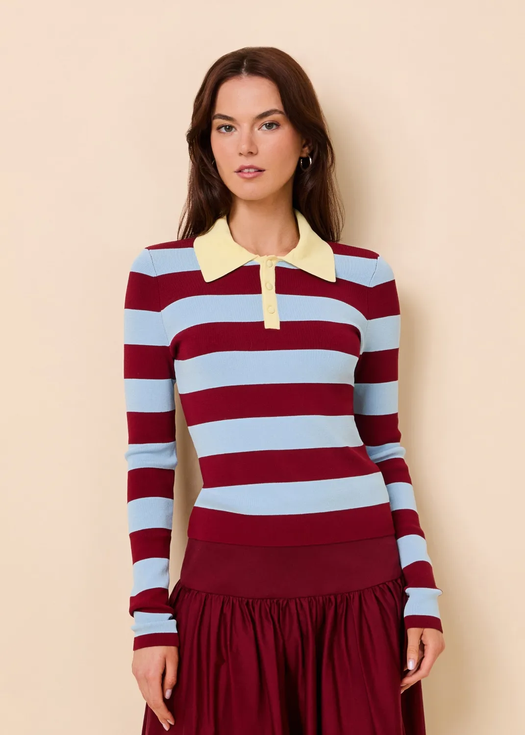 Solid & Striped Debra Top polo s dlouhým rukávem