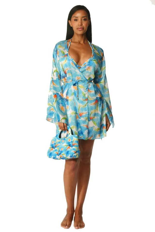 ACQUADICOCCO Sky Flowers krátké kimono k plavkám