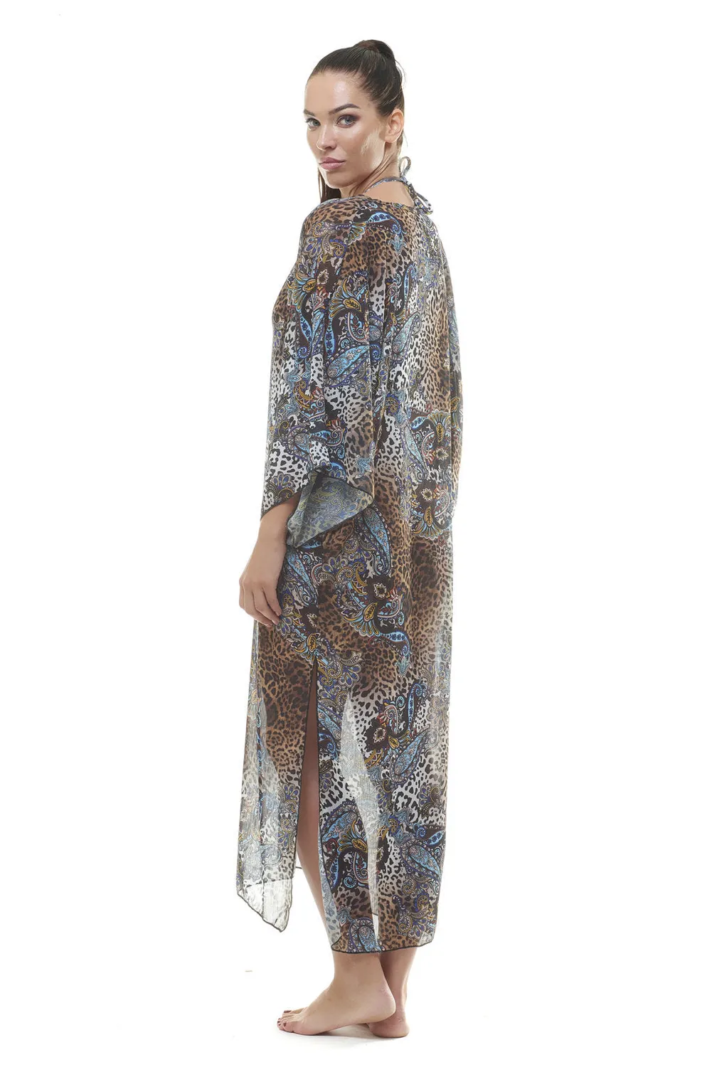 ACQUADICOCCO Animalier kimono z krepoviny s pouzdrem