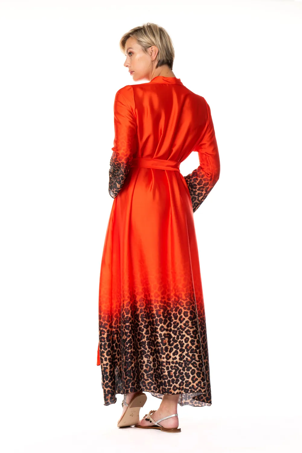 ACQUADICOCCO Animalier dlouhé kimono s páskem