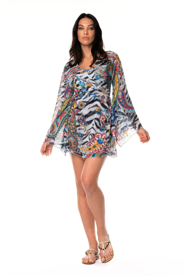 ACQUADICOCCO Paisley Zebra krátké kimono na pláž