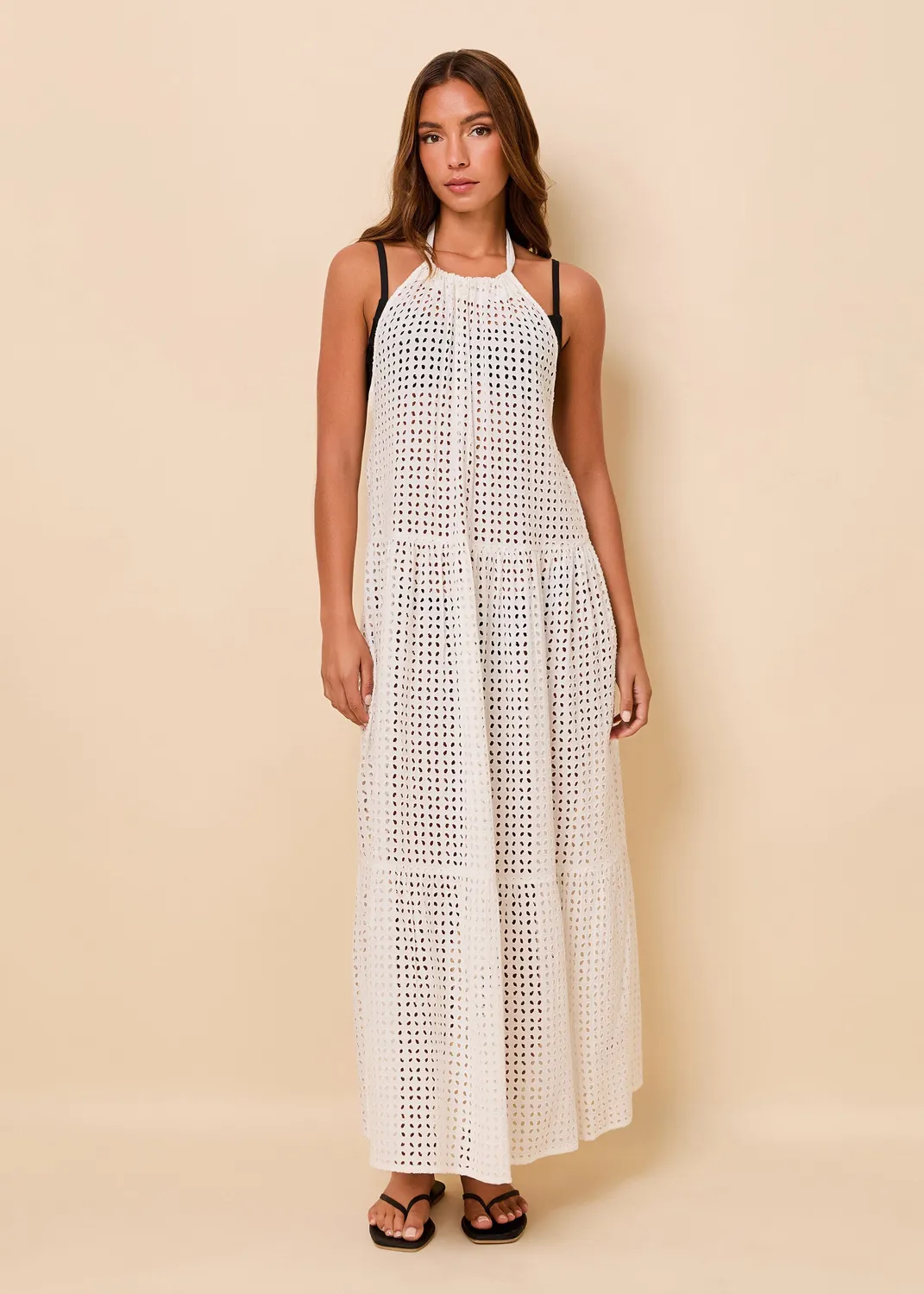 Solid & Striped Kai Leaf Eyelet plážové šaty