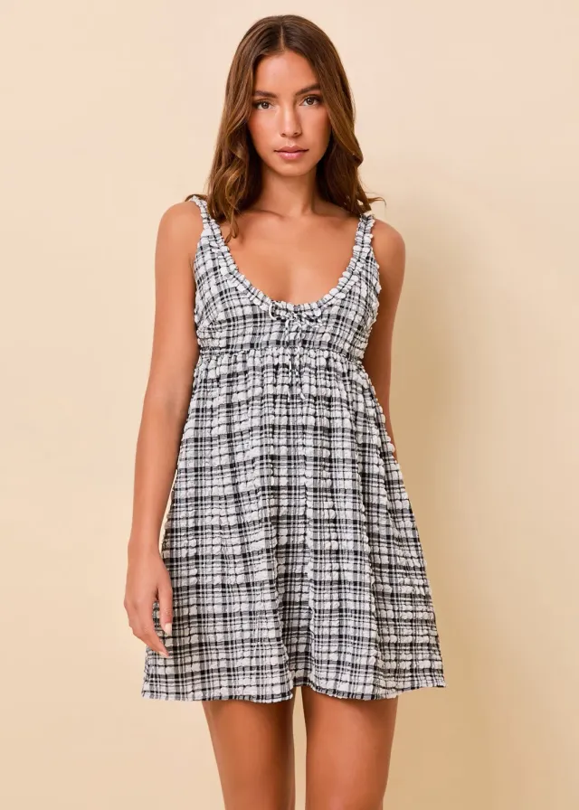 Solid & Striped Cassidy Dress mini šaty Puckered Plaid