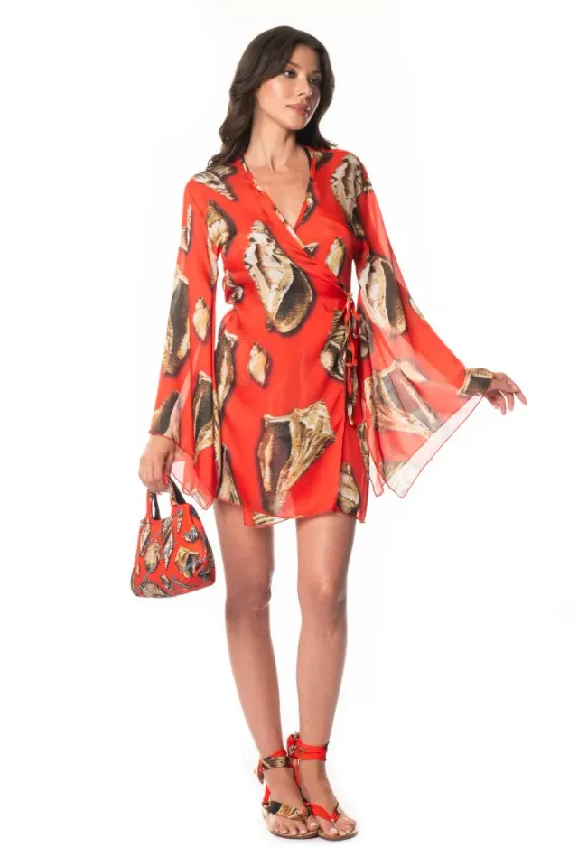 Acquadicocco Marina Red krátké kimono k plavkám
