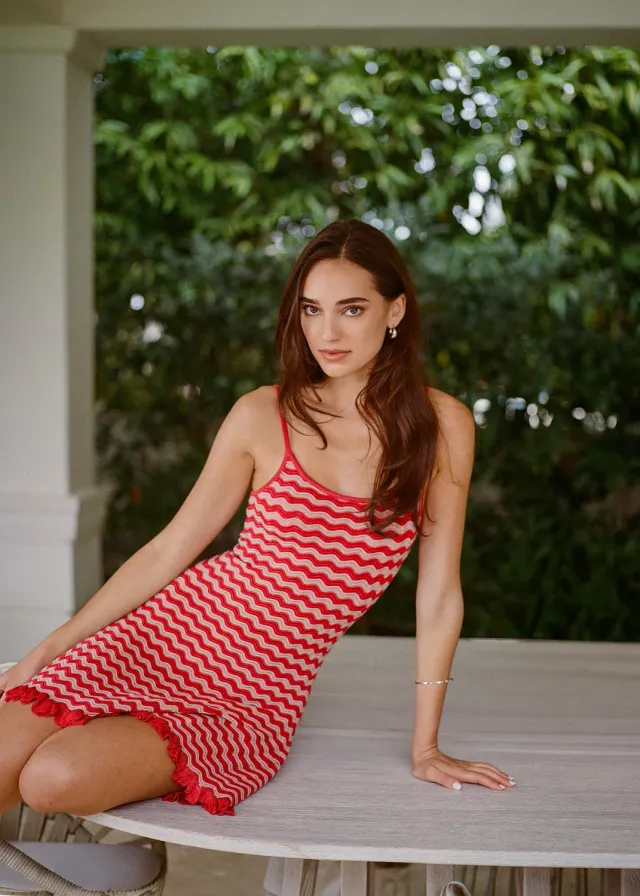 Solid & Striped Talia Mini Dress Wavy Rib mini šaty