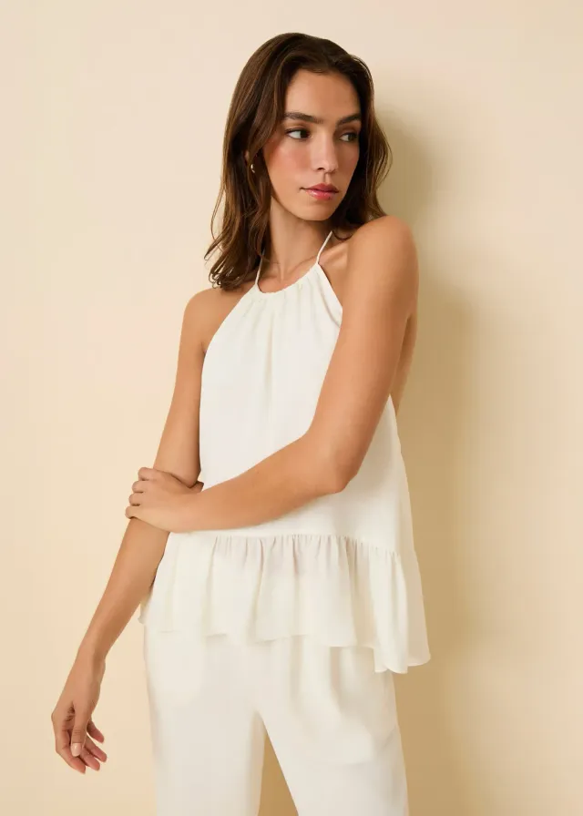 Solid & Striped Luxe Drape Mia halter top s peplum